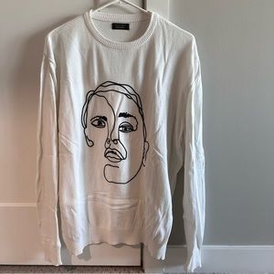 Zara Mens Line Art Face Sweater